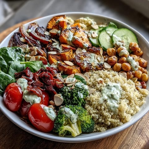 Freshly roasted sweet potato and broccoli top fluffy quinoa in this vibrant Meal Prep Week-Long Power Bowl.