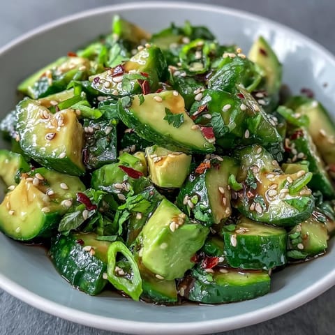 Smashed Cucumber and Avocado Salad