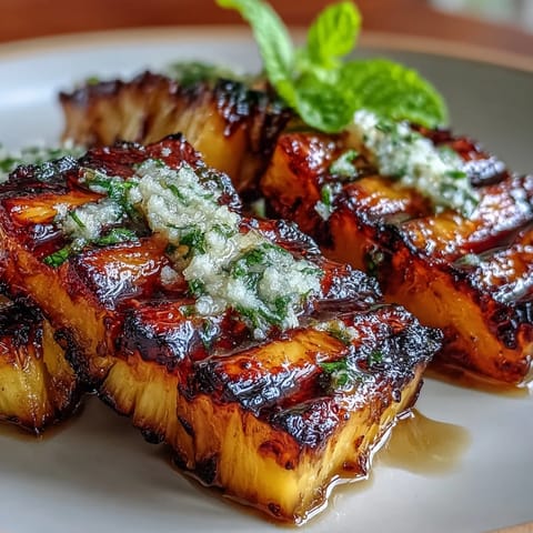 Caramelized Fricy Grilled Pineapple with Yuzu Kosho Butter melting deliciously.
