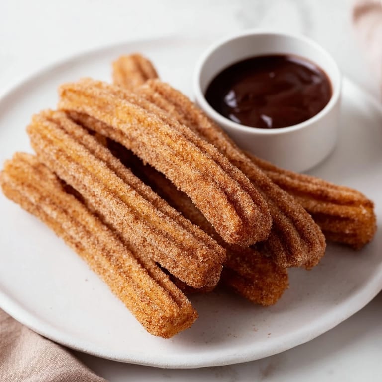 A warm plate of Spanish churros, fried to perfection, offering a satisfying, crunchy bite.