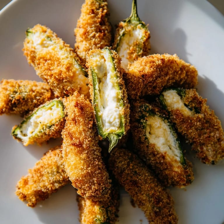Crispy-fried jalapeño poppers, a spicy and cheesy delight, ready to dip in creamy, cool ranch dressing.