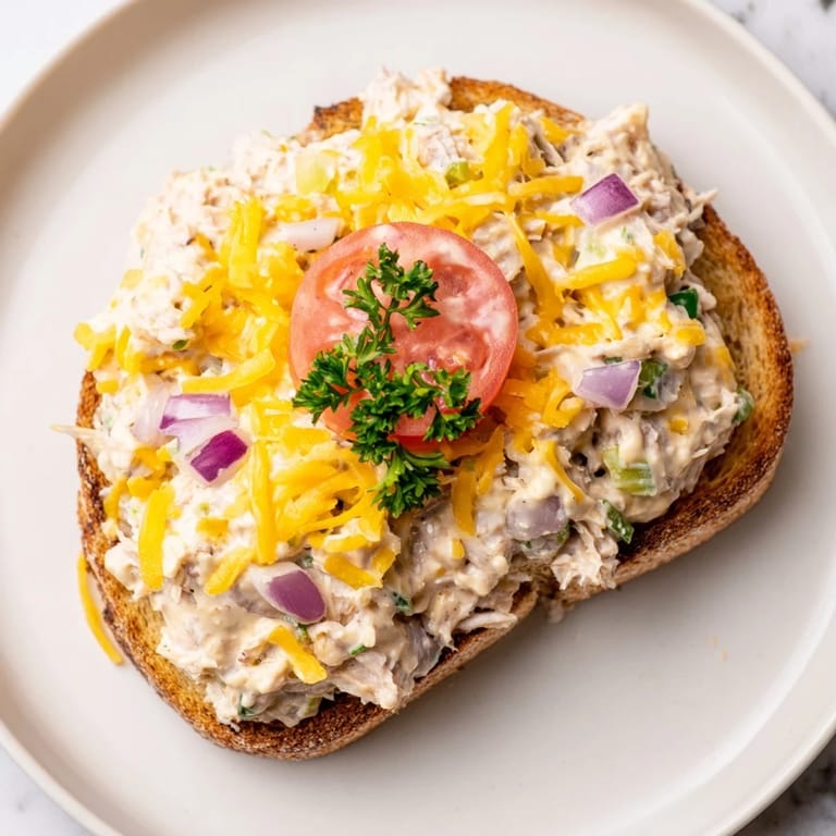 Creamy tuna salad and melted cheddar make a perfect comfort food tuna melt sandwich.
