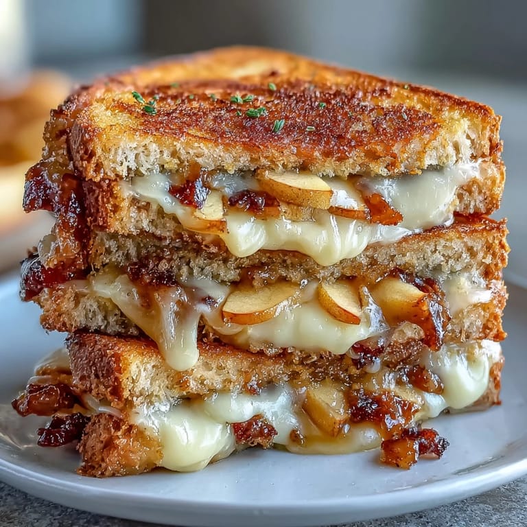 Expertly grilled Smoked Gouda & Apple Sandwich with crisp apple and buttery bread.