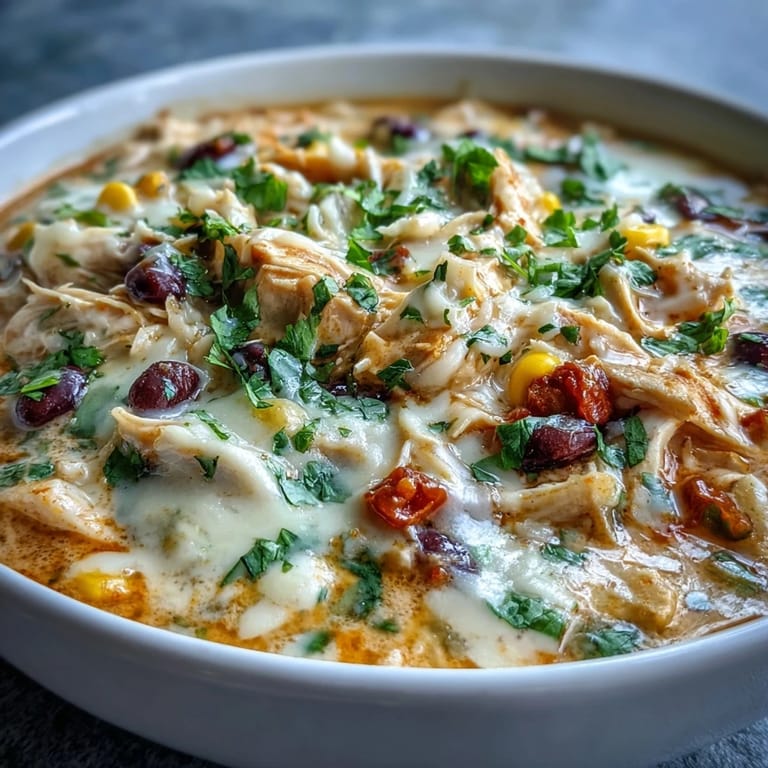 Easy Chicken Tortilla Soup in a rustic bowl, topped with fresh cilantro and sliced jalapeños.