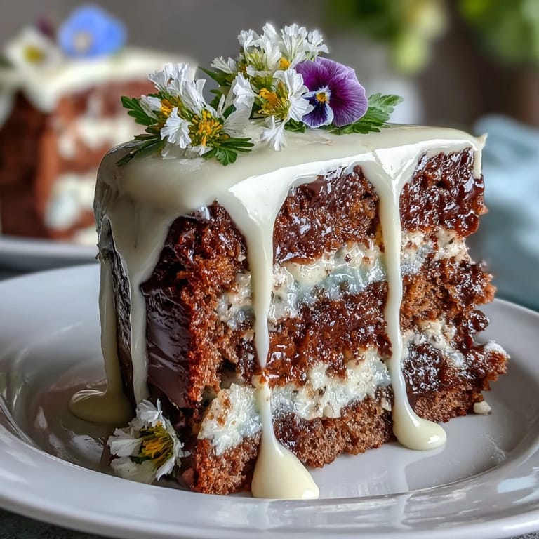 Showstopping Spring Floral Drip Cake with Lemon Frosting, layered with zesty lemon buttercream and decorated with fresh edible blooms.