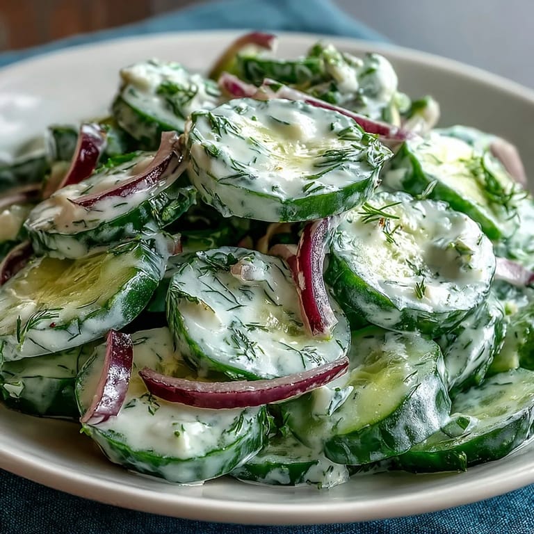 Light and creamy cucumber salad with dill, perfect for picnics or barbecues