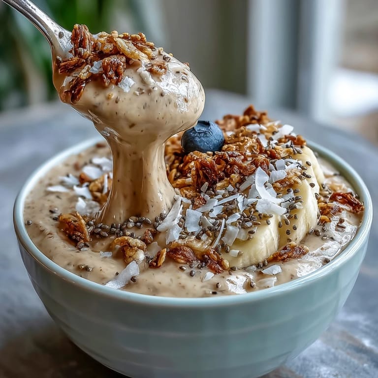 Vibrant high fiber smoothie bowl with banana swirls, showcasing healthy breakfast goodness.